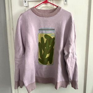 Lavender Sweater with Pickle Jar Design